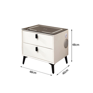 2022 <strong>Smart</strong> Bedroom <strong>Furniture</strong> 3 Light Glass Top USB Wireless Charger Music Solid Wooden Night Stand Bedside Table with Drawer - Product Image 6