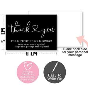 Lot <span class=keywords><strong>de</strong></span> 50 cartes <span class=keywords><strong>de</strong></span> <span class=keywords><strong>remerciement</strong></span> noires inscriptibles pour soutenir les petites entreprises, idéales pour les boîtes cadeaux et la décoration <span class=keywords><strong>de</strong></span> <span class=keywords><strong>mariage</strong></span> - Product Image 2