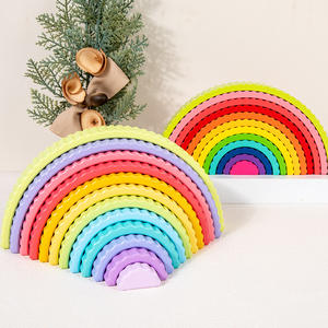 Blocs d'empilage arc-en-ciel pour l'éducation de la petite enfance, 12 arches, puzzle d'empilage Montessori, jouets éducatifs pour bébés - Product Image 1