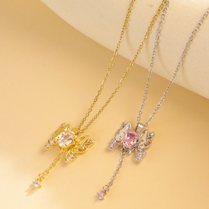 Thiên thần có thể điều chỉnh Vòng cổ 18K vàng mạ <span class=keywords><strong>Cubic</strong></span> <span class=keywords><strong>Zirconia</strong></span> kéo chuỗi không gây dị ứng hàng ngày trang sức bán buôn - Product Image 2