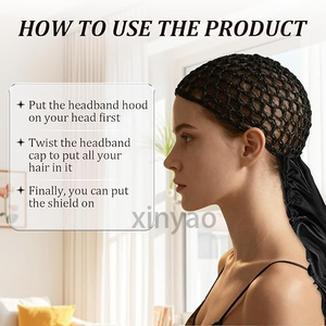 Individuelles Logo Verbundene 2-in-1 Haarwickelkappe Bonnet Damen Haarnetz Umwickelter Hut Wendbarer Satin-Hut Nachtschlafmütze Haarpflege - Product Image 3