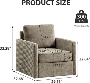 Sillón Giratorio Tapizado Moderno y Ecológico con Almacenamiento Oculto, Cómodos <span class=keywords><strong>Reposabrazos</strong></span> Acolchados en Forma de Diamante, Respaldo Cruzado, para Sala de Estar o Club - Product Image 2