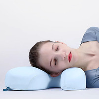 Oreiller de beauté ergonomique réglable avec masque pour les yeux en mousse à mémoire de forme Bouchons d'oreilles Techniques tricotées pour soulager le cou Réduction des rides
