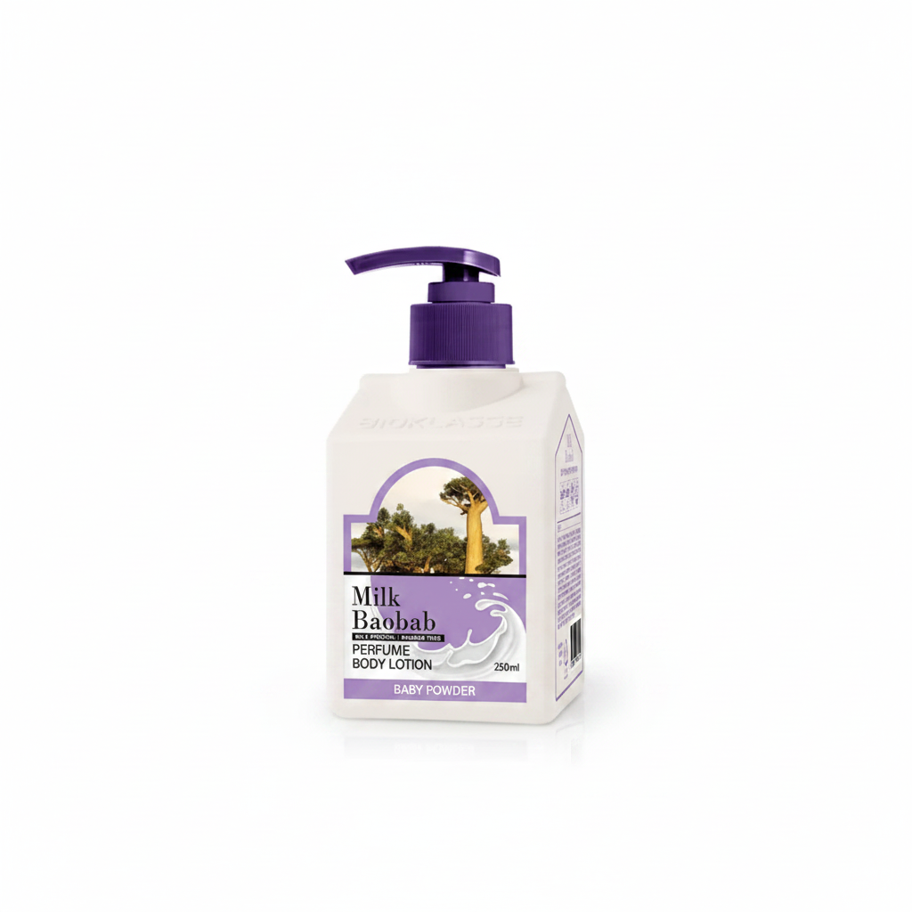 ORANGLES MILK BAOBAB 250ml Body Lotion – Baby Powder Scented Moisturizing Perfume Lotion for Soft & Smooth Skin - high resolution display - Image 2 of 3 | perfect for office | California | Free Shipping ORANGLES