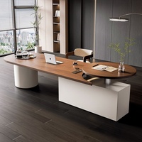 Bureau de direction réglable en hauteur en pin massif de Nouvelle-Zélande LBZ-136X avec table à thé intégrée, double usage pour conférence