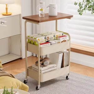 Étagère de cuisine mobile à 3 niveaux, <span class=keywords><strong>chariot</strong></span> de rangement domestique sur roulettes pour comptoir et articles divers - Product Image 6