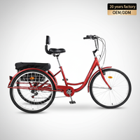 Tricycle à 3 roues en acier haute teneur en carbone de 26 pouces, vélo cargo pour adultes