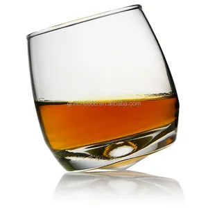 custom rotating whiskey glass Rotatable Fashioned Crystal Whiskey Glass cup Tumbler Rocks Bar Glass for Bourbon Cocktail