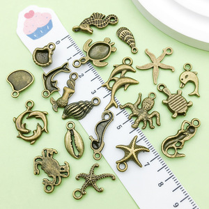 Colgante Antiguo de Aleación de Zinc con Diseño de Sirena y Delfín para Accesorios de Joyería DIY, Fornituras de Tortuga, Estrella de Mar, Caballito de Mar y Concha - Product Image 3