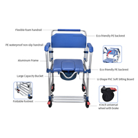 Chaise de toilette moderne personnalisable avec roulettes et accoudoirs rabattables, capacité de 125 kg, certifiée CE