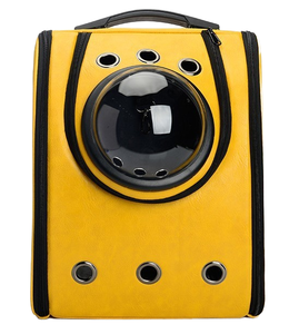 Ransel kucing merah muda mewah, bahan PU tahan lama ringan pembawa hewan peliharaan portabel untuk mendaki anjing kapsul luar angkasa modis luar ruangan - Product Image 3