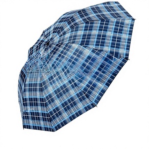 Manual Large Polyester Plaid Three-Fold Advertising Gift <b>Umbrella</b> with Custom Print Logo and UV Protection - Product Image 1