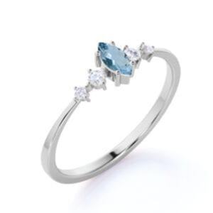 Anillos de Boda de Plata de Ley 925 con Oro Rosa, Anillo de Diseño Festivo con Piedra Preciosa de Morganita, Anillos de Plata de Ley 925 con Oro Rosa - Product Image 3