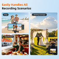 Sistema Microfonico Wireless 4 in 1 e Mini Microfono Lavalier 48KHz 24bit con Portata di Trasmissione di 300m per Creatori di Contenuti Video