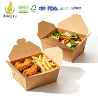 Boîte à emporter personnalisée Xiangyu, conteneur jetable en papier kraft pour poulet frit, frites, salades, repas de restaurant et plats à emporter