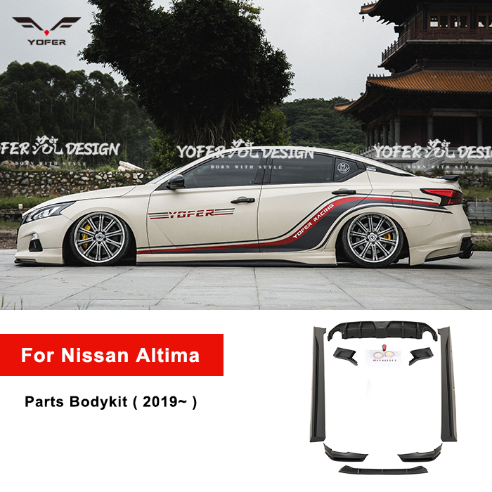 Carbon Fiber Front Bumper Lip /Side Skirt/ Strut Rods For Nissan Altima