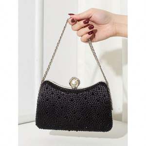 Bolsos de Noche con Forma de Corazón y Pedrería para Mujer, Bolso de Mano de Cristal Dorado para Fiesta de Graduación - Product Image 1