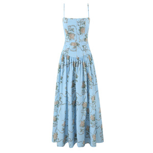 Vestido Largo Elegante GX6611A de <span class=keywords><strong>Alta</strong></span> Calidad, Estilo <span class=keywords><strong>Boutique</strong></span> 2025, Vestido Maxi Estampado para Mujer, Cuello Cuadrado, Sin Mangas - Product Image 2