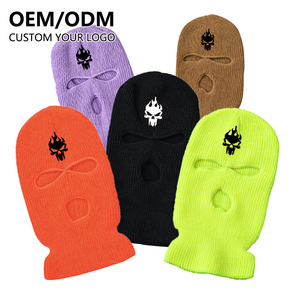 Cagoule de ski en acrylique tricotée unie, personnalisable avec logo brodé, 3 trous, intégrale, unisexe, pour le cyclisme et le sport, vente en gros - Product Image 3