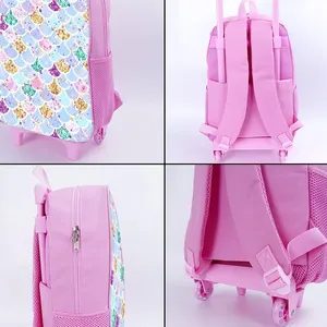 <span class=keywords><strong>Mochila</strong></span> Escolar con <span class=keywords><strong>Ruedas</strong></span> de Poliéster con Diseño de <span class=keywords><strong>Sirena</strong></span>, con Lonchera y Estuche para Lápices, Carro Escolar Retráctil Unisex - Product Image 3