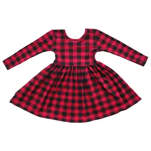 Babymeisjes Kleedt Kinderjurken Voor Meisjes Herfst Meisjesjurken Met Lange Mouwen Zwart En Rood Plaid