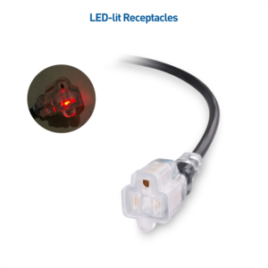 Rallonge électrique Linsheng 1 pi 13A/1625W avec prise de courant supplémentaire à LED et prise de courant traversante, rallonge courte à 2 prises - Product Image 4