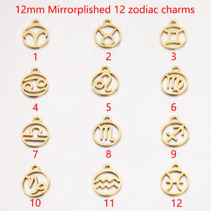 Pendentifs en plaqué or 12 signes du zodiaque en acier inoxydable pour la fabrication de bijoux, vente en gros - Product Image 4