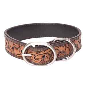 Laisse pour chien en cuir repoussé fait main avec motif uni, style western de luxe, décoration à rivets à dégagement rapide, fabriquée en Inde, OEM ODM - Product Image 2
