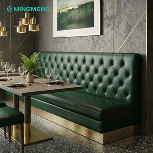 Green PU Leather <b>Restaurant</b> Booth <b>Set</b> with Wood Table and Metal Frame for Commercial <b>Restaurant</b> Dining Use - Product Image 1