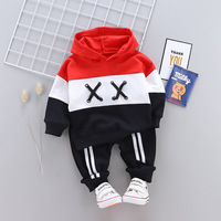 Automne mode décontracté hooodie patchwork bébé nouveau-né ensemble costume vêtements pour garçon