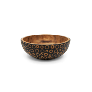 El tazón de madera de Acacia Suar, con una elegante incrustación de bambú negro, es perfecto para bodas y experiencias culinarias elegantes. - Product Image 1