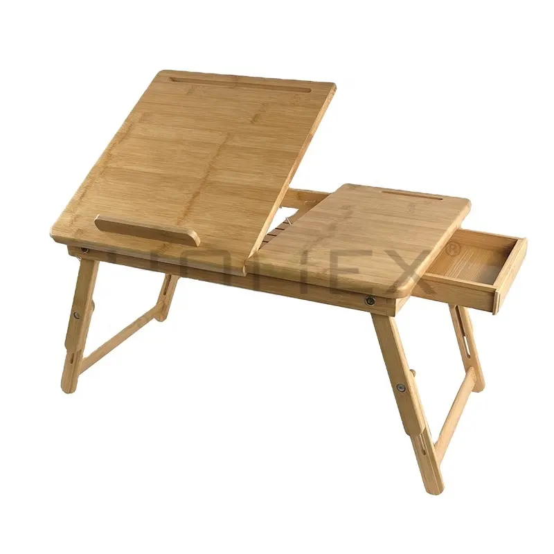 Table portable en bambou réglable en hauteur pour chambre à coucher