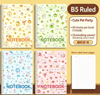 Carnet à spirale A5 en PP épais Kaba Bear Cartoon, bloc-notes ligné B5 pour étudiant, cadeau, carnet vintage confortable pour les mains