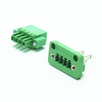 4 polos de contacto 3,81mm paso a través del bloque de terminales de pared enchufe tipo pcb montado en la pared enchufe y enchufe