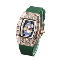 Montre-bracelet à quartz pour femme, style européen, avec cadran carré à deux brins et entièrement sertie de diamants
