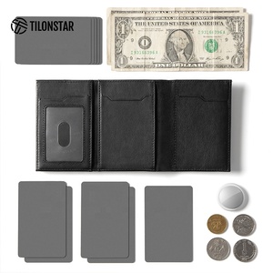 Portefeuille pour cartes de crédit TVC302p Classic Exquisite en aluminium <span class=keywords><strong>noir</strong></span>, étui à cartes escamotable, <span class=keywords><strong>porte</strong></span>-cartes en <span class=keywords><strong>cuir</strong></span> véritable pour hommes - Product Image 5