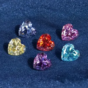 XingYue Hot Sale High Quality D E F White/plated Pink Violet Blue Red Color Heart Shape Loose Moissanite Stones