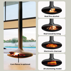 Cheminée suspendue haut de gamme personnalisable, poêle à bioéthanol moderne autoportant pour villa, hôtel, gîte, salon - Product Image 6