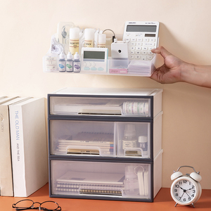Caja de Almacenamiento de Cosméticos de Plástico, Cajones de Almacenamiento Apilables Multifuncionales para Escritorio, <span class=keywords><strong>Organizador</strong></span> de <span class=keywords><strong>Maquillaje</strong></span> - Product Image 4