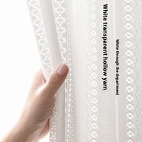 Cloison de rideau transparent brodé tissé blanc translucide pour rideaux d'installation facile de balcon de salon