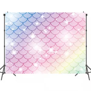 Mermaid Scales Backdrop Vinyl Photography Background Watercolor Fish Scale Design Safari Party Child Baby Adult Shoot