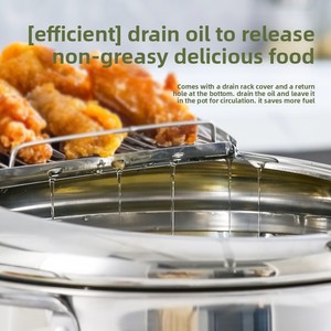 Durable 304 Food Grade Stainless Steel Deep Fryer Flying <strong>Pot</strong> with Thermometer for Home and Restaurant Kitchens - Product Image 5