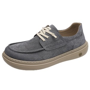 Men's Summer Canvas Breathable Lace-up Casual Shoes Round Toe <b>EVA</b> Sole Solid Color - Product Image 4