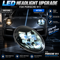 Ensemble de phares LED BK pour Porsche 911 2013-2018 992 Style Matrix Faisceau Plat Clignotant Séquentiel Plug and Play