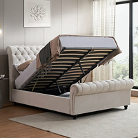 Lit de Rangement en Bois Nouveau Design avec Tête de Lit Personnalisée, Simple, Double ou Grand Format pour Chambre à Coucher