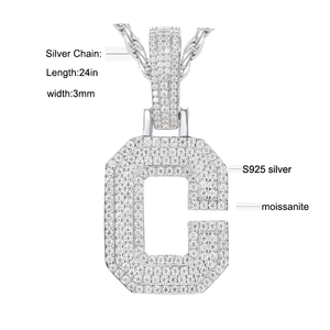 Personalizzazione lettera design ciondolo personalizzato <span class=keywords><strong>925</strong></span> <span class=keywords><strong>argento</strong></span> <span class=keywords><strong>e</strong></span> moissanite - Product Image 2