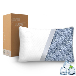 Oreiller en mousse à mémoire de forme déchiquetée rafraîchissant toute la nuit, garnissage réglable haute densité, respirant, de luxe, double couche, rectangulaire, qualité hôtelière - Product Image 1