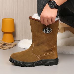 Mengxue Men's High Top Snow <b>Boots</b> Fleece Lined <b>Warm</b> Winter <b>Work</b> <b>Boots</b> Abrasion Resistant Thick Sole Adult Size - Product Image 1