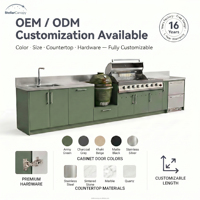 Ensemble de Cuisine d'Extérieur BBQ de Haute Qualité au Design Moderne, Meuble de Cuisine d'Extérieur en Acier Inoxydable 304 avec Évier