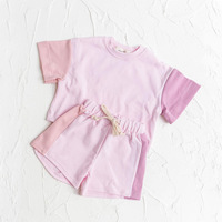 Ensemble top + short en coton à manches courtes pour filles et bébés garçons ensemble de t-shirts à manches courtes pour enfants vêtements de couleur à coutures pour enfants